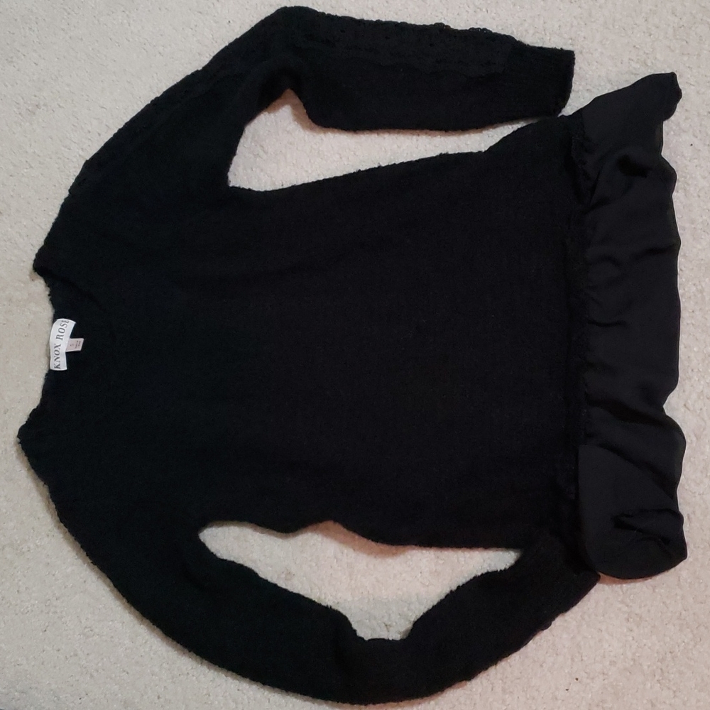 Super cute black sweater with lace trim